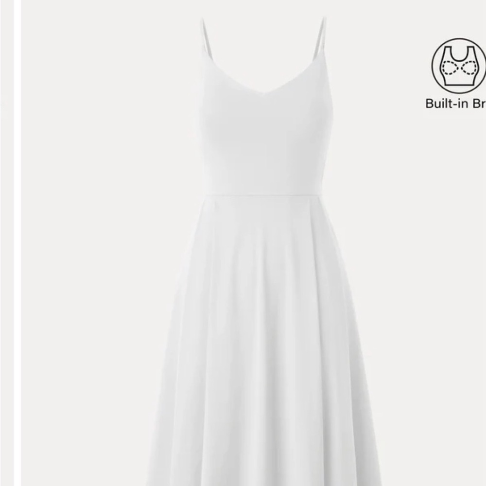 NWT OGL White V-Neck Midi Dress Built-in Bra